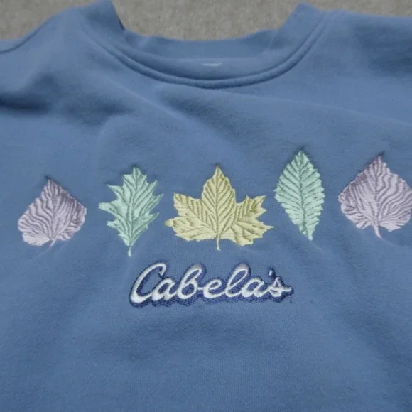 VINTAGE JanSport Sweater Womens Small Pastel Colored Embroidered Leaves Cabela's - Picture 3 of 8